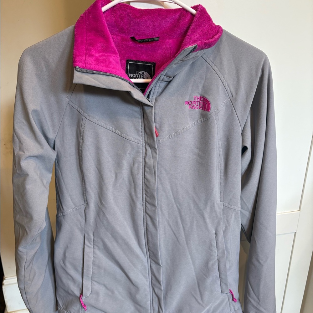 The North Face Women's Jacket in Gray with Pink Accents